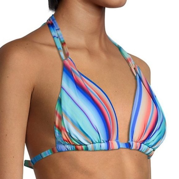 NWT La Blanca Sunset Striped Triangle Bikini Top - Picture 3 of 10